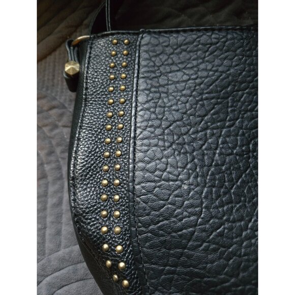 Jessica Simpson Black Pebbled Faux Leather Crossbody Bag With Gold Stud Accents - Picture 7 of 7
